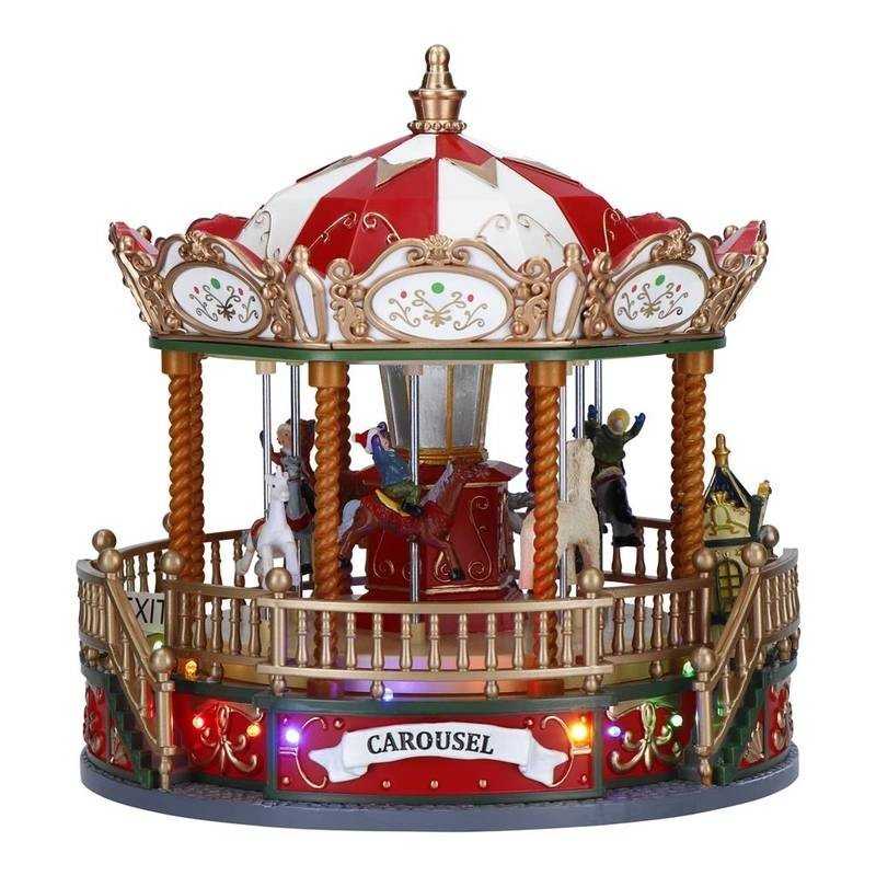 Bâche Décorative De Noël 180x110 Cm – Carrousel Lumineux Et Village Enneigé Pour Décor Extérieur