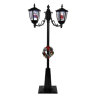 LANTERNE TYPE LAMPADAIRE NOIRE LUMINEUSE ET ANIMEE DOUBLE NOEL 180 CM