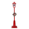 LANTERNE TYPE LAMPADAIRE ROUGE LUMINEUSE ET ANIMEE AVEC BONHOMME DE NEIGE 180 CM