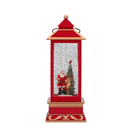 DECORATION LANTERNE DE NOEL BOULE A NEIGE ANIME ET LUMINEUX DECOR PERE NOEL