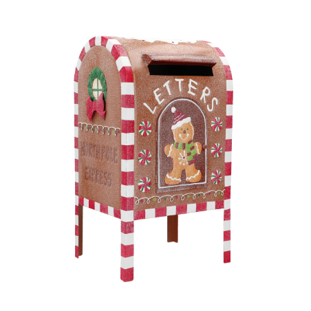 BOITE AUX LETTRES DU PERE NOEL EN METAL DECOR PAIN D'EPICES