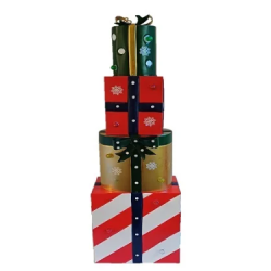 BOITES CADEAUX DE NOEL RONDES ET CARREES METAL AVEC LED LUMINEUSES MULTICOLORES