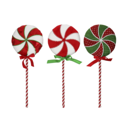 1 SUCETTE LOLLIPOP NOEL OU FETE FORRAINE ROUGE BLANC VERT