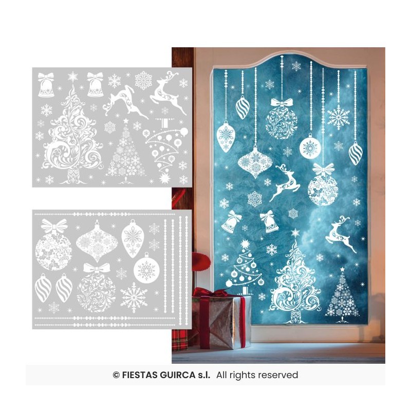 2 FEUILLES ELECTROSTATIQUES DECOR DE NEIGE POUR NOEL 30 X 40 CM