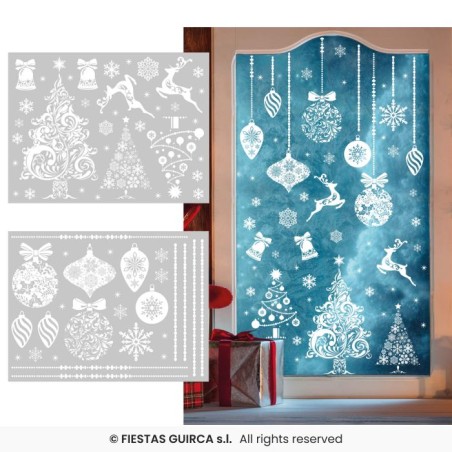 2 FEUILLES ELECTROSTATIQUES DECOR DE NEIGE POUR NOEL 30 X 40 CM