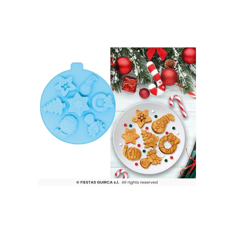 MOULE EN SILICONNE POUR 7 BISCUITS DE NOEL 24 CM BOULE DE NOEL