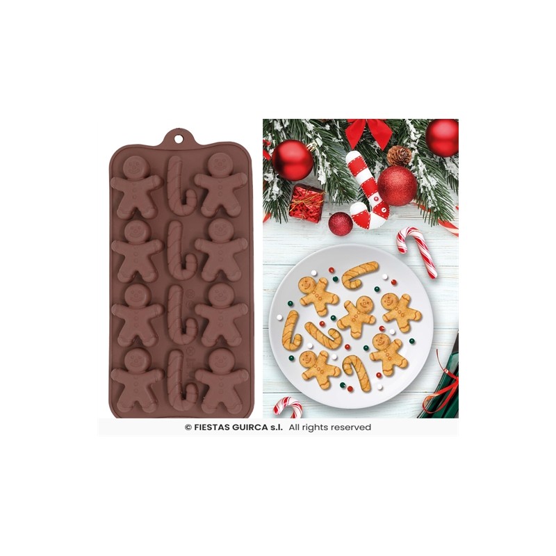 MOULE EN SILICONNE POUR 12 BISCUITS DE NOEL 10 X 20 CM