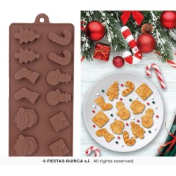 MOULE EN SILICONNE POUR 12 BISCUITS DE NOEL 10 X 20 CM