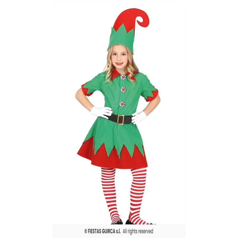 DEGUISEMENT LUTIN DE NOEL FILLE ROUGE ET VERT TAILLE 3-4 ANS