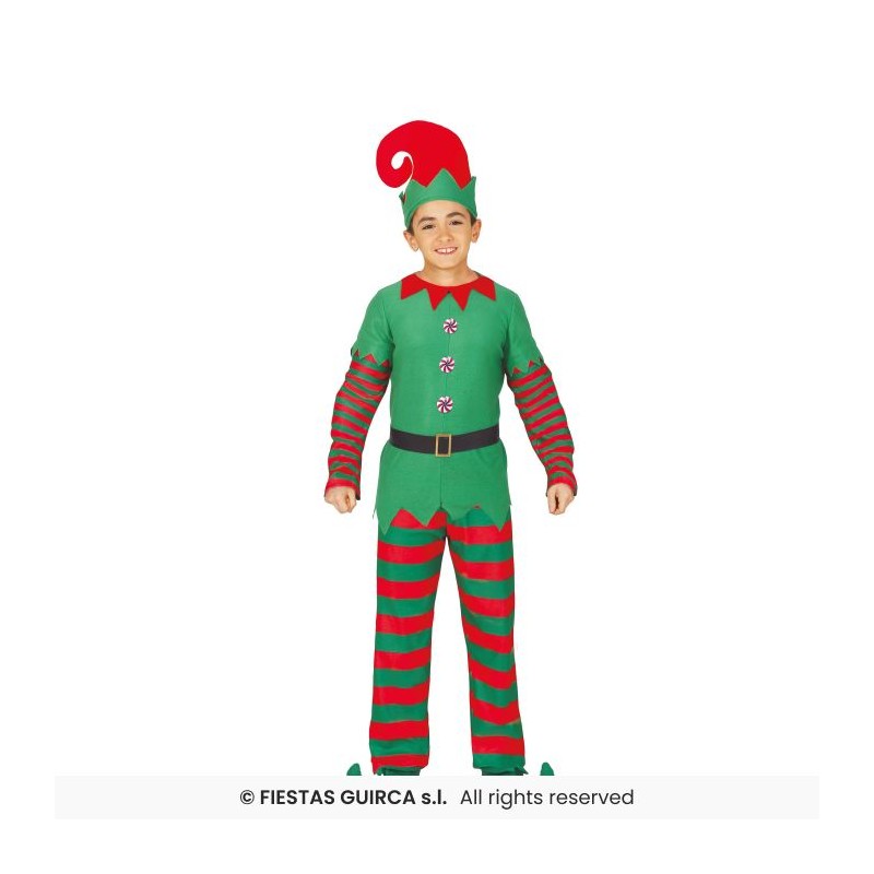 DEGUISEMENT LUTIN DE NOEL GARCON ROUGE ET VERT TAILLE 3-4 ANS