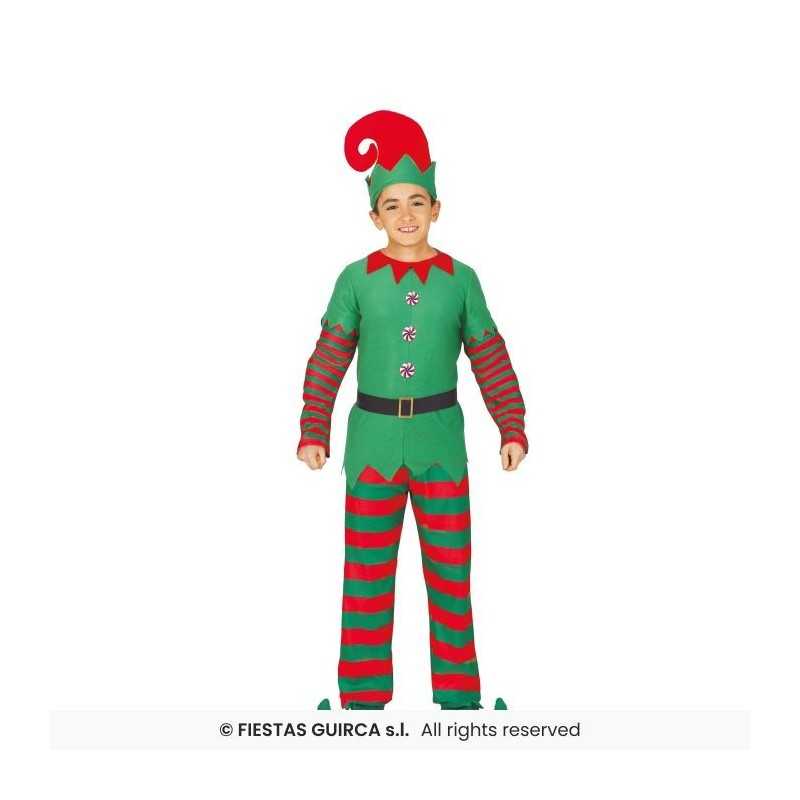 DEGUISEMENT LUTIN DE NOEL GARCON ROUGE ET VERT TAILLE 7-9 ANS
