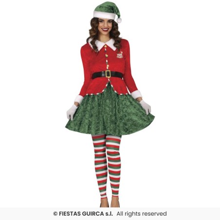 DEGUISEMENT LUTIN DE NOEL SANTA HELPER FEMME TAILLE 36-38 OU S