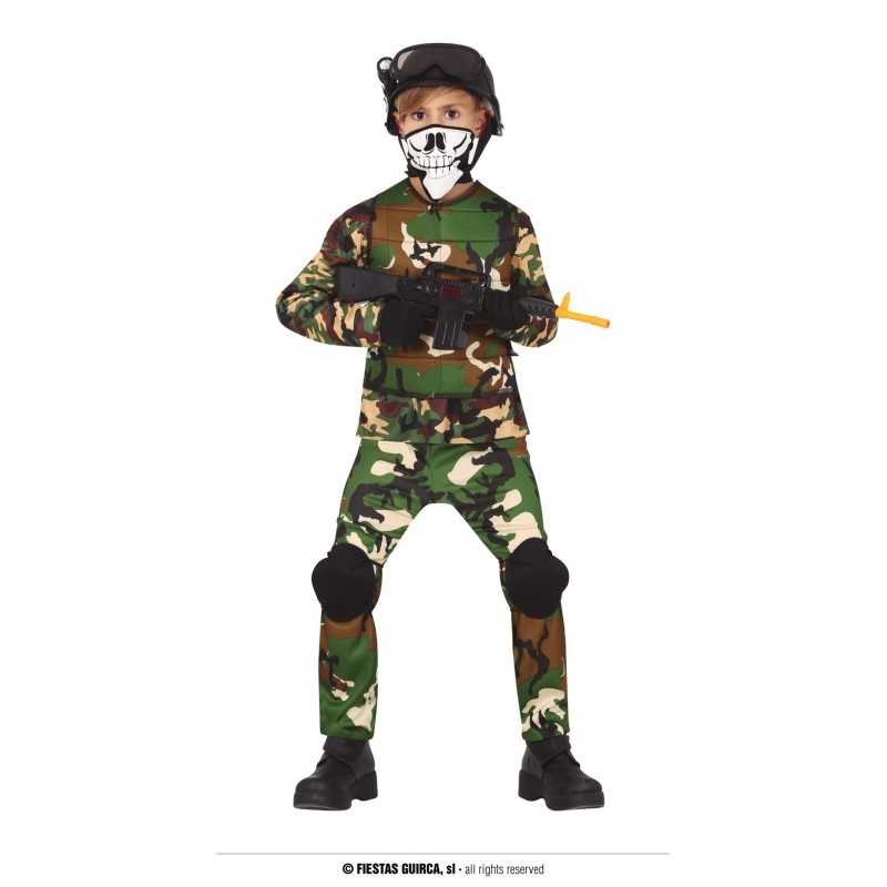DEGUISEMENT MILITAIRE MASQUE SQUELETTE TAILLE 10-12 ANS