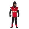 DEGUISEMENT NINJA ROUGE NOIR ET OR AVEC IMPRESSION DRAGON TAILLE 10-12 ANS