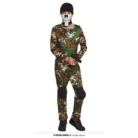 DEGUISEMENT MILITAIRE MASQUE SQUELETTE TAILLE 14-16 ANS