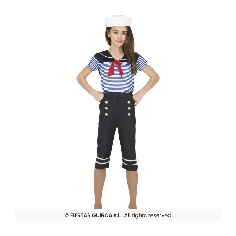 DEGUISEMENT MOUSSAILLON FILLE SAILOR TUNIQUE BLEUE TAILLE 5-6  ANS