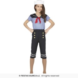 DEGUISEMENT MOUSSAILLON FILLE SAILOR TUNIQUE BLEUE TAILLE 7-9  ANS