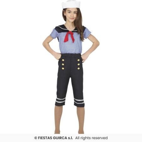 DEGUISEMENT MOUSSAILLON FILLE SAILOR TUNIQUE BLEUE TAILLE 10-12  ANS