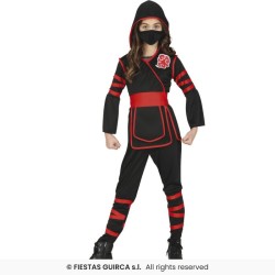 DEGUISEMENT ENFANT  NINJA ROUGE NOIR  TAILLE 5-6 ANS