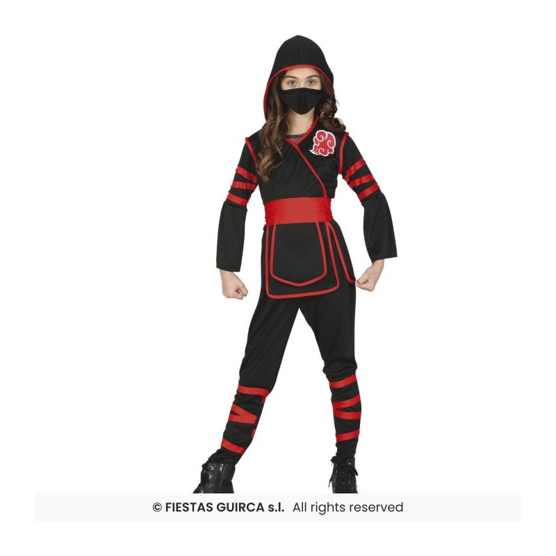 DEGUISEMENT ENFANT  NINJA ROUGE NOIR  TAILLE 10-12 ANS