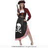 DEGUISEMENT PIRATE FEMME ROBE LONGUE ROUGE ET NOIRE TETE DE MORT  TAILLE 38-40