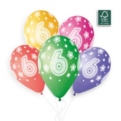 5 BALLONS BIO LATEX CHIFFRE 6