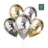 5 BALLONS BIO LATEX 20 COULEUR SHINE OR ARGENT ET GRIS 33 CM 