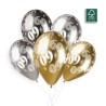 5 BALLONS BIO LATEX 60 COULEUR SHINE OR ARGENT ET GRIS 33 CM 