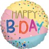 BALLON ROND METALLIQUE HAPPY BIRTHDAY COULEURS PASTEL 46 CM  BALLON ROND METALLIQUE HAPPY BIRTHDAY COULEURS PASTEL 46 CM