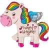 BALLON METALLIQUE PONEY AILEE HAPPY BIRTHDAY 91 CM