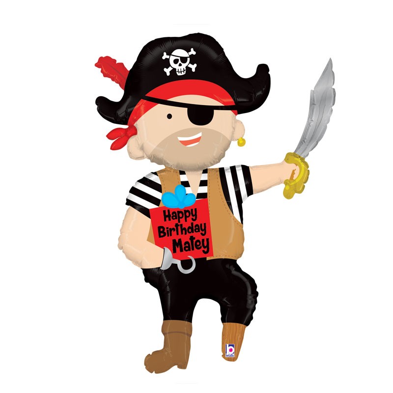 BALLON METALIQUE ANNIVERSAIRE PIRATE AVEC SABRE 99 CM 