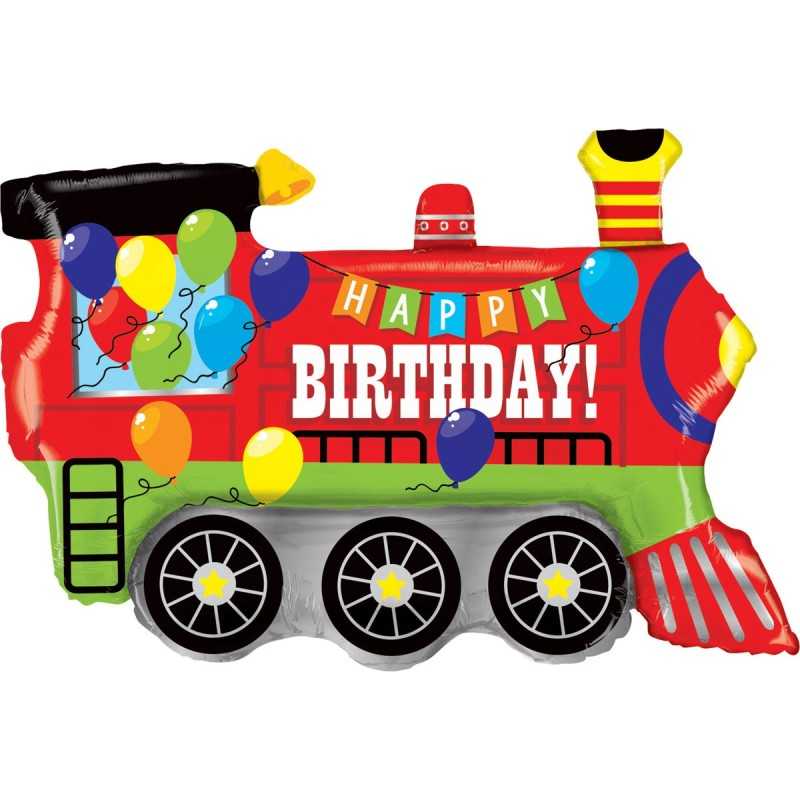BALLON METALLIQUE TRAIN HAPPY BIRTHDAY 94CM 