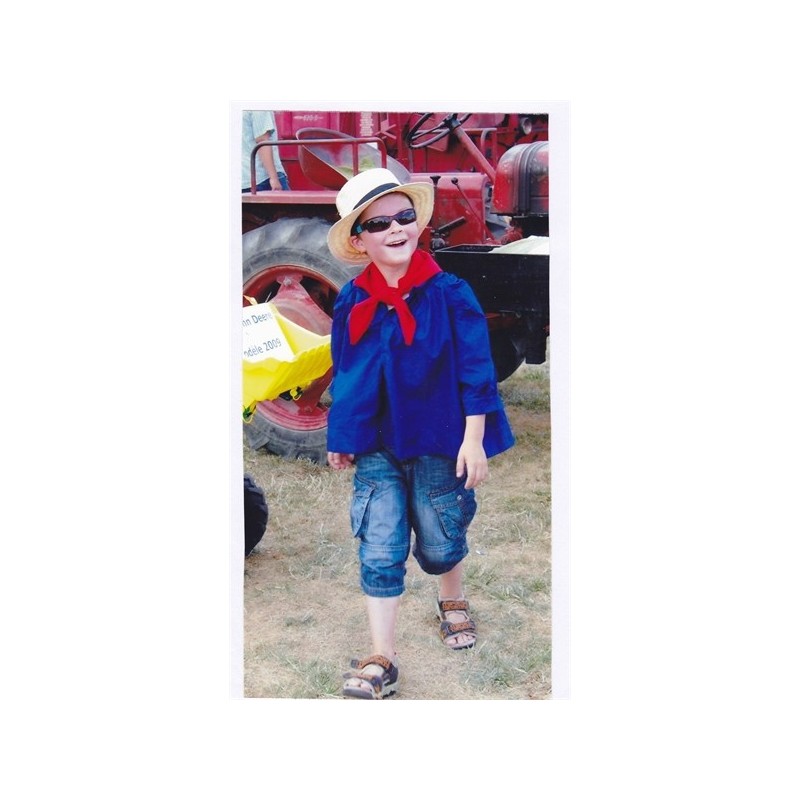 DEGUISEMENT PAYSAN CHEMISE BLEUE + FOULARD ROUGE 3-4 ANS  DEGUISEMENT PAYSAN CHEMISE BLEUE + FOULARD ROUGE 3-4 ANS
