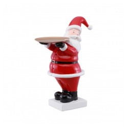 PERE NOEL RESINE TENANT UN PLATEAU DORE 25CM X 15CM X 32.5CM