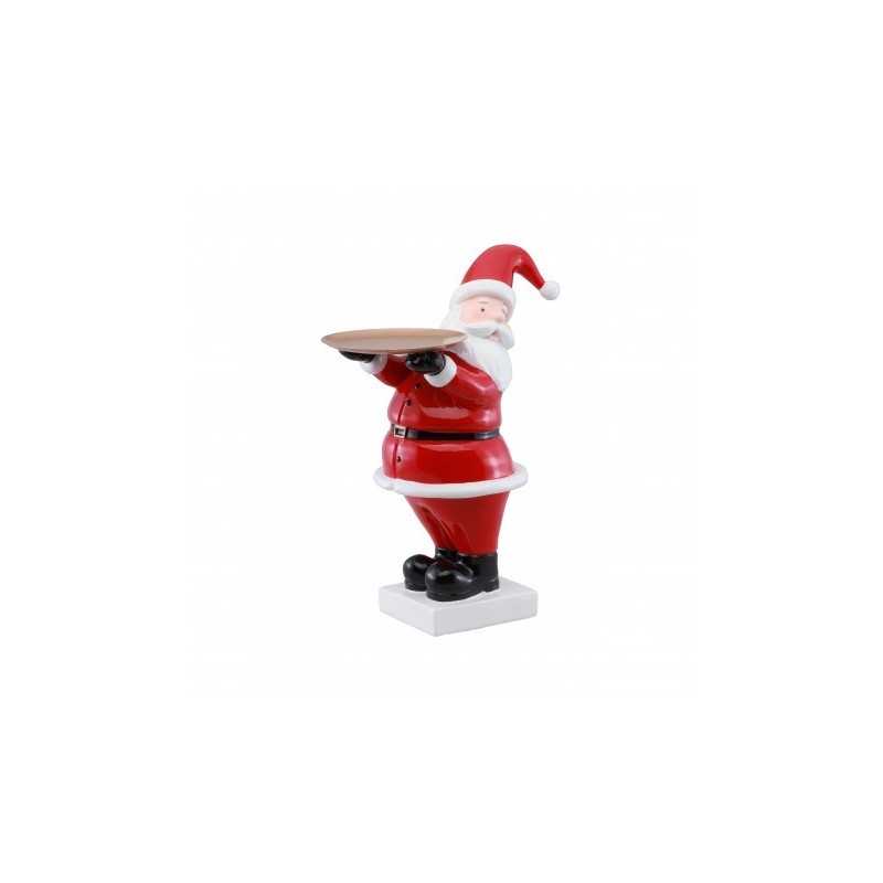 PERE NOEL RESINE TENANT UN PLATEAU DORE 25CM X 15CM X 32.5CM