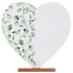 DECORATION COEUR BUCOLIQUE BLANC IMPRESSION GUIRLANDE FEUILLES  19 X 4 X 19 CM