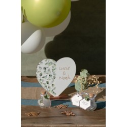 DECORATION COEUR BUCOLIQUE BLANC IMPRESSION GUIRLANDE FEUILLES  19 X 4 X 19 CM