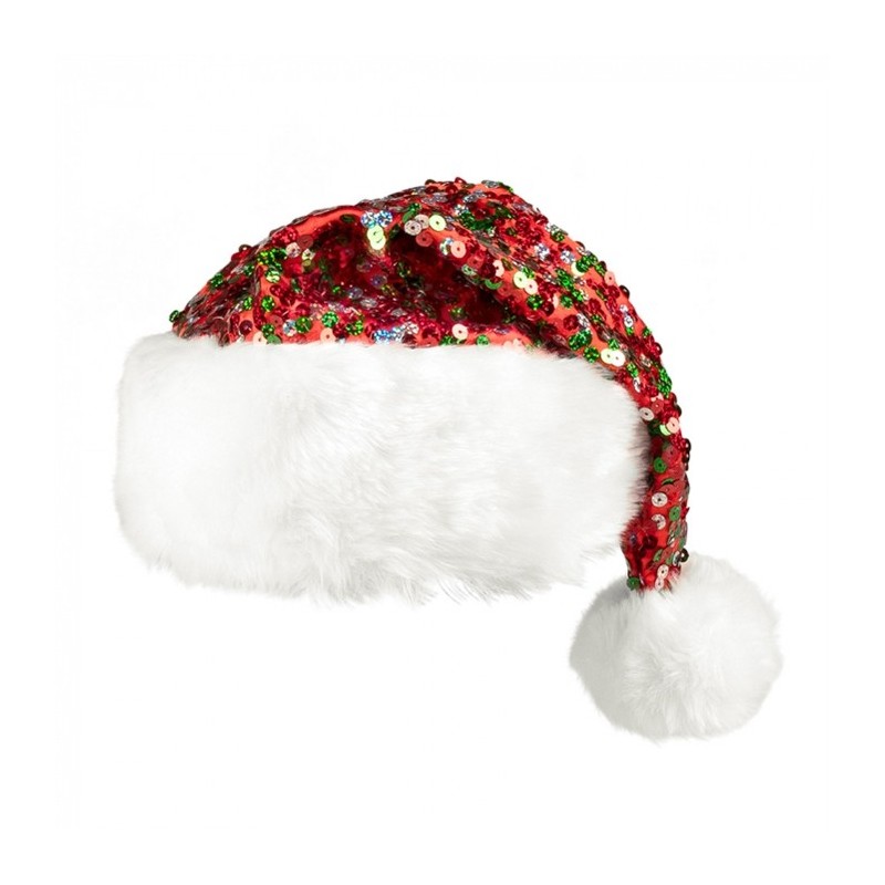 BONNET DE NOEL PAILLETTES OU SEQUINS ROUGE ET VERT  BONNET DE NOEL PAILLETTES OU SEQUINS ROUGE ET VERT