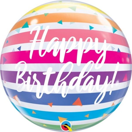 BALLON BUBBLE 56 CM HAPPY BIRTHDAY MULTICOLORE