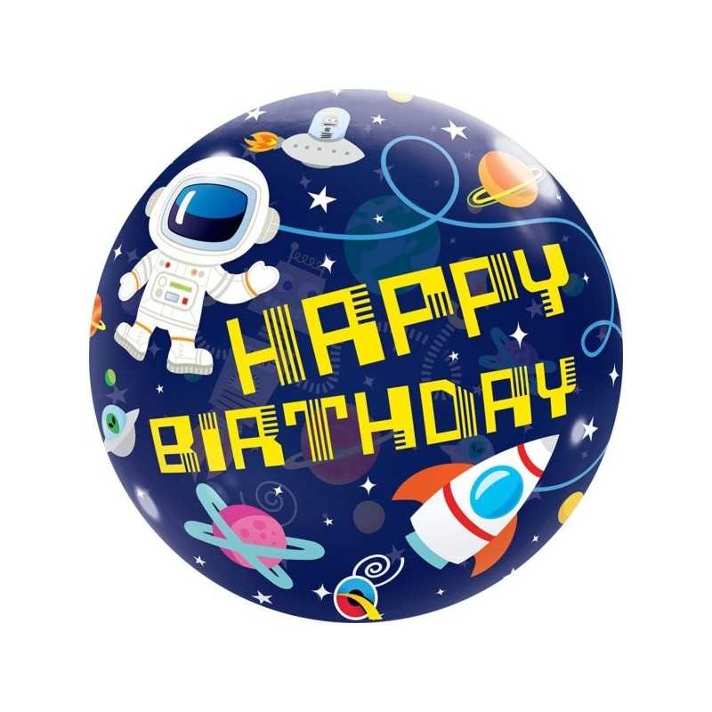 BALLON BUBBLES HAPPY BIRTHDAY ESPACE 56 CM
