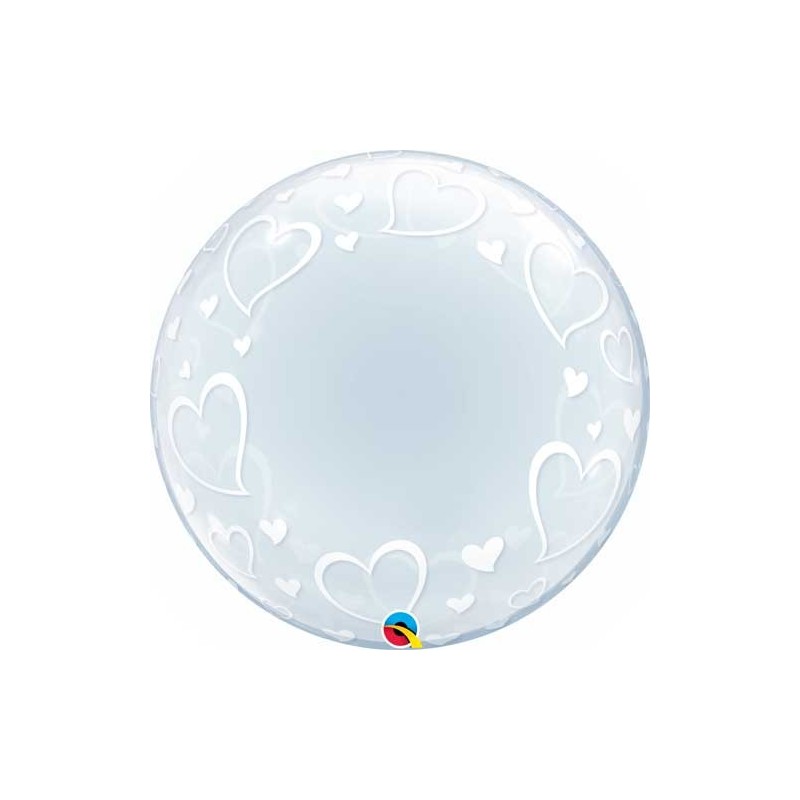 BALLON DECO BUBBLES MOTIFS BLANCS COEURS 61 CM BALLON DECO BUBBLES MOTIFS BLANCS COEURS 61 CM