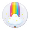 BALLON DECO BUBBLES HAPPY BIRTHDAY ARC EN CIEL NUAGE 61 CM