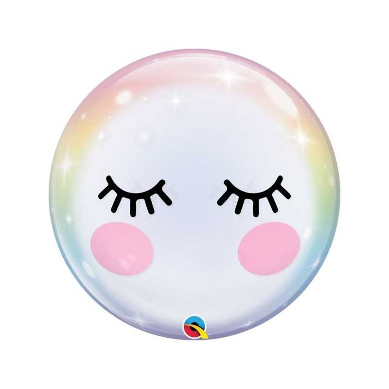 BALLON BUBBLE TRANSPARENT YEUX DE LICORNE 56 CM