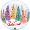 BALLON BUBBLE MERRY CHRISTMAS AVEC SAPINS  56 CM 