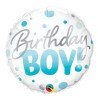 BALLON METALLIQUE ROND BIRTHDAY BOY BLEU 45 CM