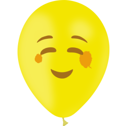 10 BALLONS LATEX EMOTICONES BLUSHING JAUNE 30 CM