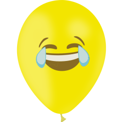 10 BALLONS LATEX EMOTICONES CRYING LAUGHING JAUNE 30 CM