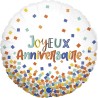 BALLON METALLIQUE ROND JOYEUX ANNIVERSAIRE MULTICOULEUR 46 CM  BALLON METALLIQUE ROND JOYEUX ANNIVERSAIRE MULTICOULEUR 46 CM