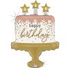 BALLON METALLIQUE GATEAU HAPPY BIRTHDAY ROSE GOLD ET OR 66 CM 