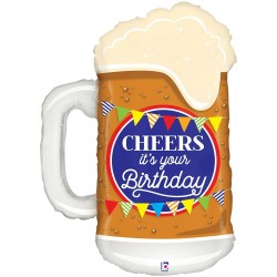 BALLON METALLIQUE CHOPE DE BIERE CHEERS IT'S YOUR BIRTHDAY 74 CM 